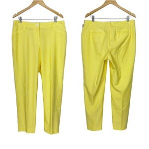 Anne Klein Daffodil Yellow White Stripe Seersucker Dress Pants Dressy Casual Nwt